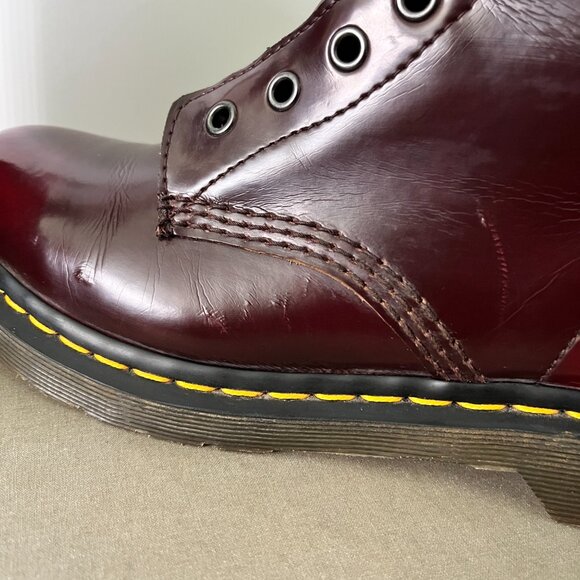 Dr Martens Vegan Cherry Red Boots Women's Size 9 US - Picture 8 of 11